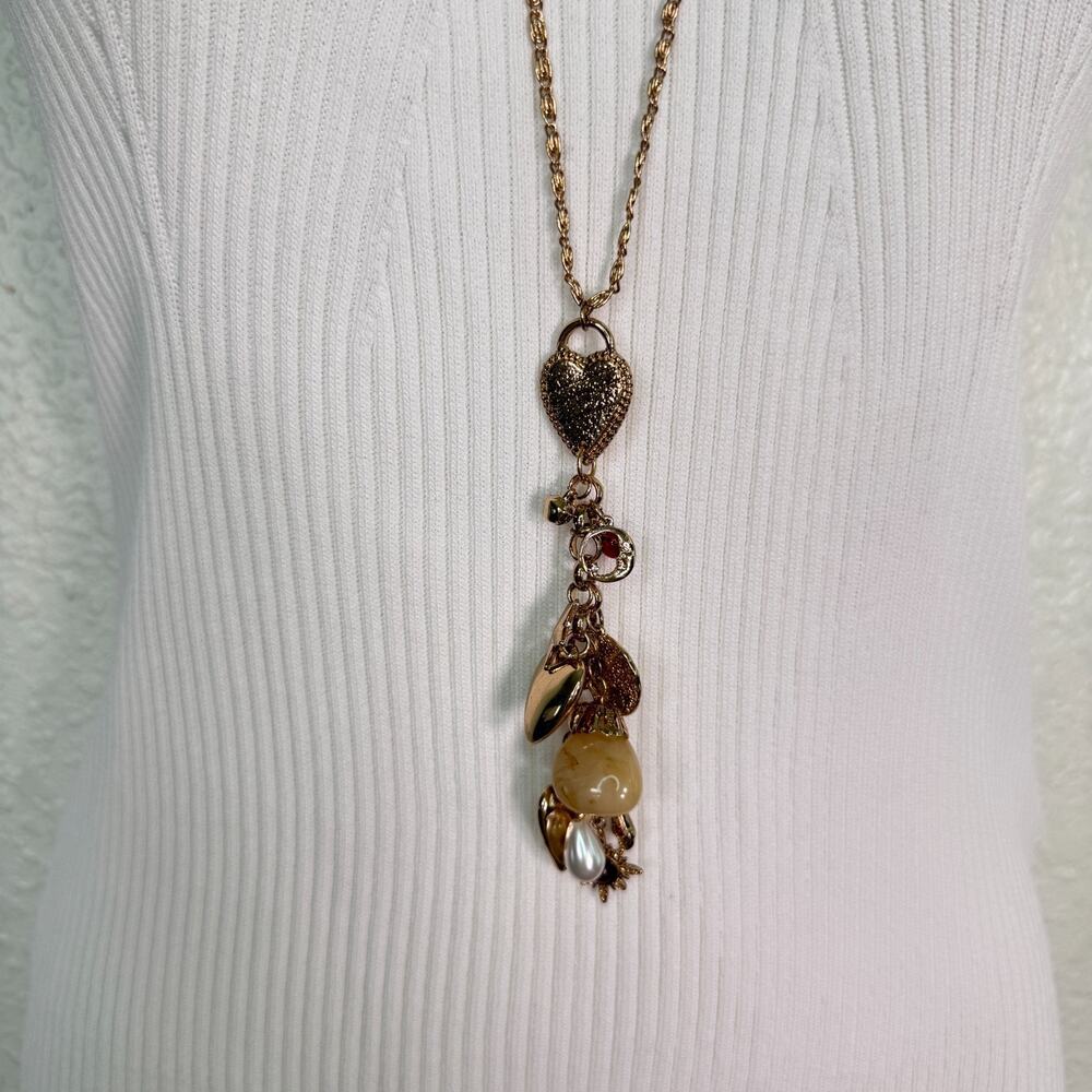 Free People Layer Necklace Heart Cross Charm Cluster Boho Multi Strand Boho NEW - Picture 8 of 10